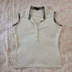 Burberry Nova Check Sleeveless Polo Top – Size M